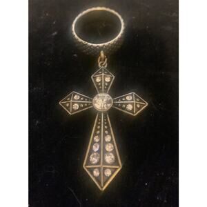 Golden and Black Cross Pendant with Bling